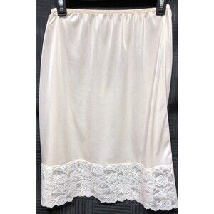 Vintage Half Slip Skirt L Ivory Silky lace lingerie Fairy 80s 90s whimsy Y2K